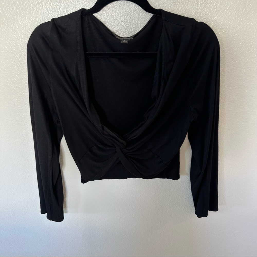 Banana Republic SilkyLuxe Center-Twist Waist Length Bell Sleeve Black Top, Small - Picture 4 of 8